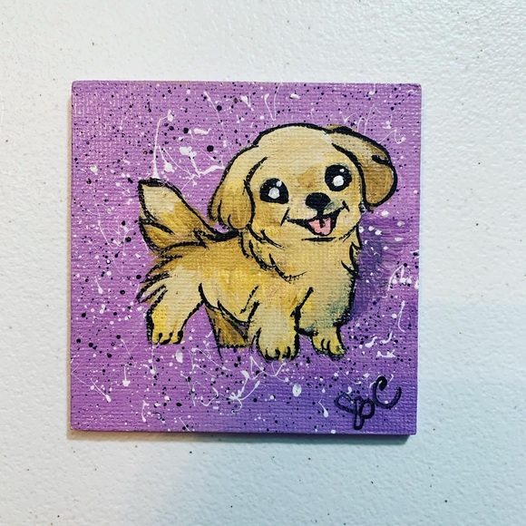 Golden Retriever Magnet, Acrylic on Canvas - Picture 1 of 1